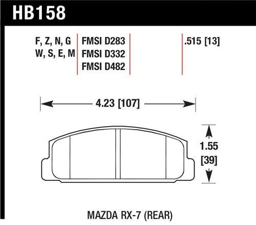 Hawk 03-05 Mazda 6 / 84-95 Mazda RX-7 DTC-60 Race Rear Brake Pads