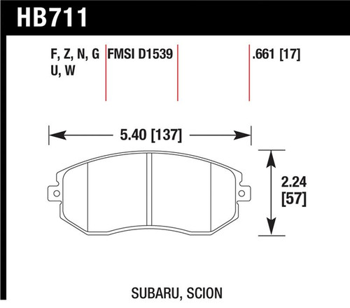 Hawk 13 Subaru BRZ / 13 Scion FR-S HPS Front Street Brake Pads