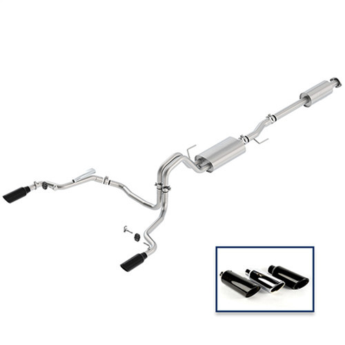 2015-2020 F-150 Tour Exhaust System- Rear Exit-Black Tip (M-5200-F1550DTBA)