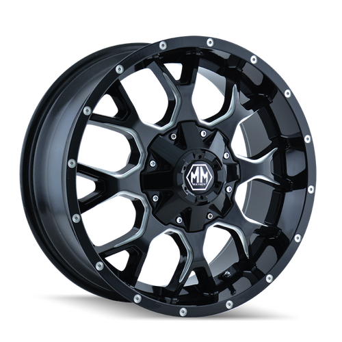 Mayhem 8015 Warrior 17x9 / 8x165.1 BP / -12mm Offset / 130.8mm Hub Gloss Black Milled Wheel