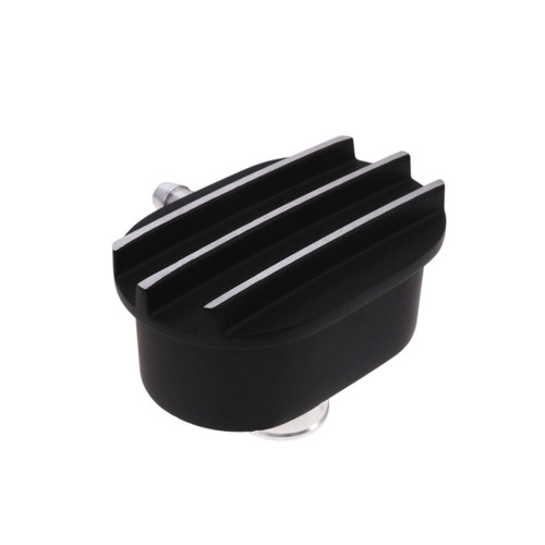 Aluminum Breather Cap, Push-In with Tube Oval Finned - Black