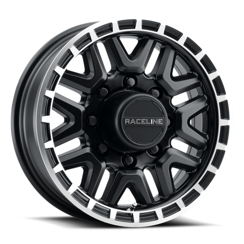 Raceline 953BM Krank 16x6in / 8x165.1 BP / 0mm Offset / 4.90mm Bore - Black & Machined Wheel