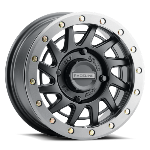 Raceline A12BG Squad 15x7in/4x137 BP/38mm Offset/110.18mm Bore - BLK & Gunmetal Ring Beadlock Wheel