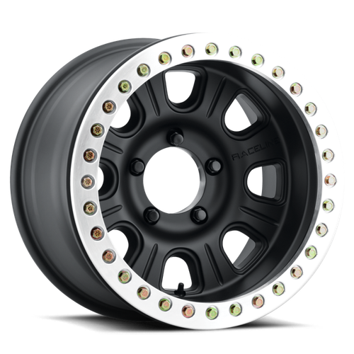 Raceline RT231 Monster 17x8.5in/5x127 BP/0mm Offset/83.82mm Bore - Black & MACH. Ring Beadlock Wheel