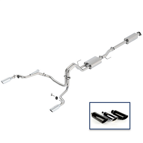 2015-2020 F-150 2.7L, 3.5L & 5.0L Touring Exhaust System-Rear Exit, Chrome Tips (M-5200-F1550DTCA)