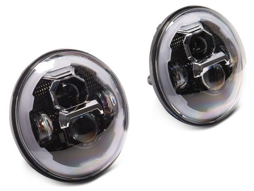 Raxiom 07-18 Jeep Wrangler Axial Series 7-Inch LED Headlights w DRL/ Black Housing - Clear Lens