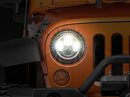 Raxiom 97-18 Jeep Wrangler TJ/JK Axial Halo Headlights w/ DRL Amber Signals- Black Hsng (Clear Lens)