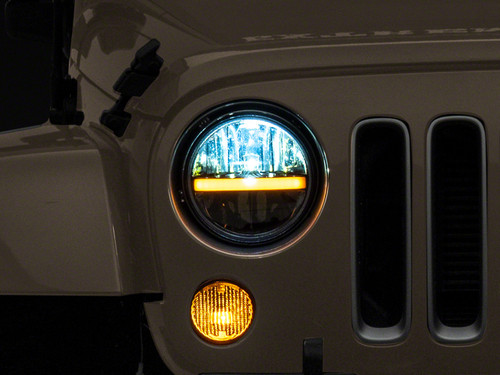 Raxiom 97-18 Jeep Wrangler TJ & JK Axial 7-In LED Headlights w/ DRL - Black Housing (Clear Lens)