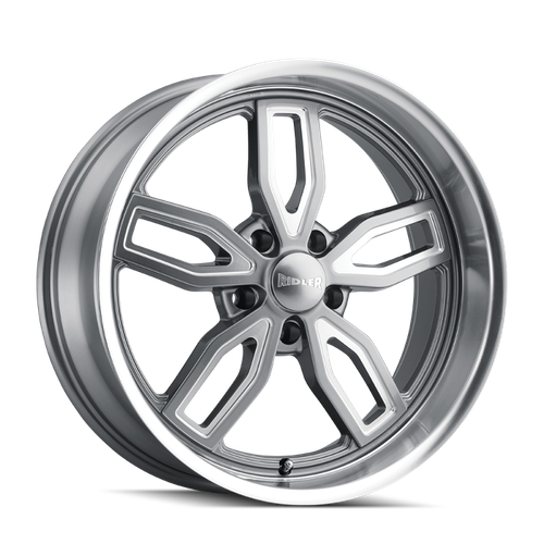 Ridler 608 18x8 / 5x114.3 BP / 0mm Offset / 72.62mm Hub Gloss Grey Milled Wheel