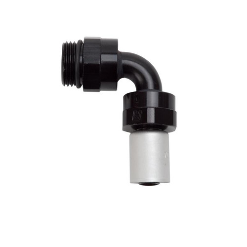 Russell Hose End Crimp On 10 Sae Port Male To -8 Hose 90 Deg Swivel Blk Anodized