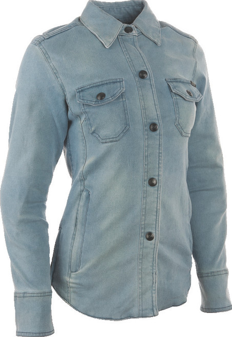 Speed and Strength Speed Society Armored Moto Shirt Denim Blue Womens - Small