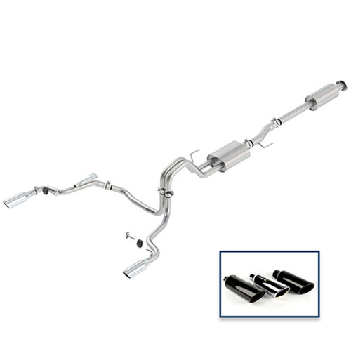 2015-2020 F-150 2.7L, 3.5L & 5.0L Sport Exhaust System-Rear Exit, Chrome Tips (M-5200-F1550DSCA)