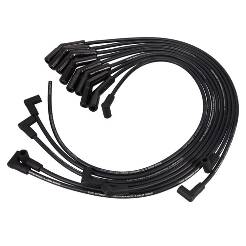 8.5mm Ford Small Block Spark Plug Wire Set with 135° Plug Boots - Black
