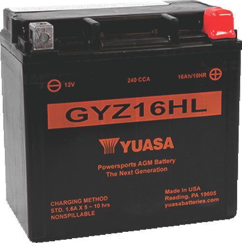 Yuasa GYZ16HL High Performance Maintenance Free AGM 12-Volt Battery