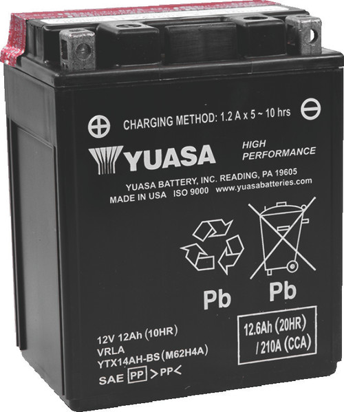 Yuasa YTX14AH-BS High Performance AGM 12-Volt Battery w/Bottle