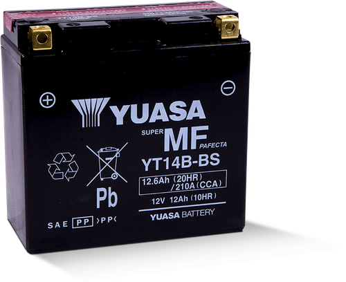 Yuasa YT14B-BS Maintenance Free 12-Volt AGM Battery w/Bottle