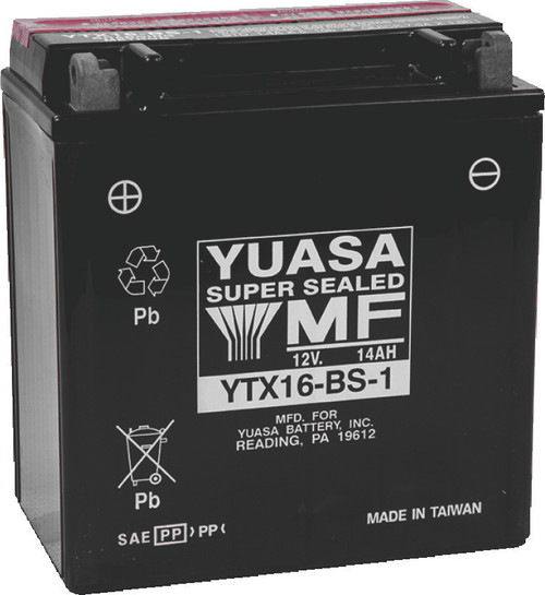 Yuasa YTX16-BS-1 Maintenance Free AGM 12-Volt Battery w/Bottle