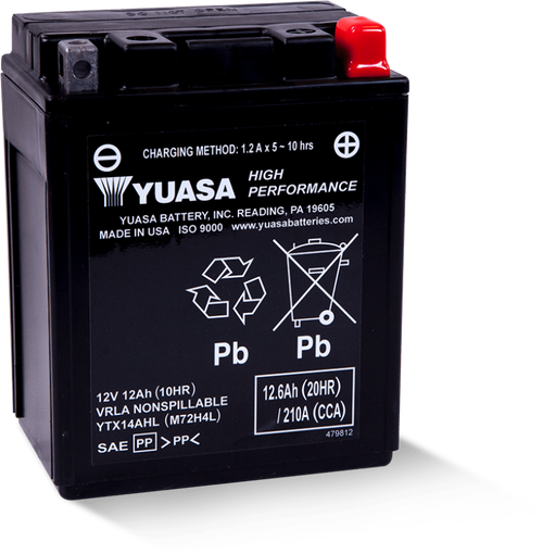 Yuasa YTX14AHL Maintenance Free AGM 12-Volt Battery