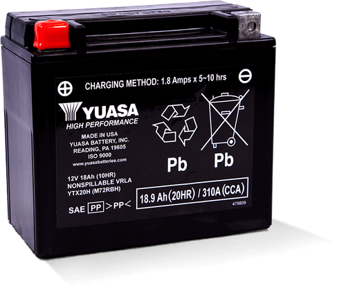 Yuasa YTX20H Maintenance Free AGM 12-Volt Battery