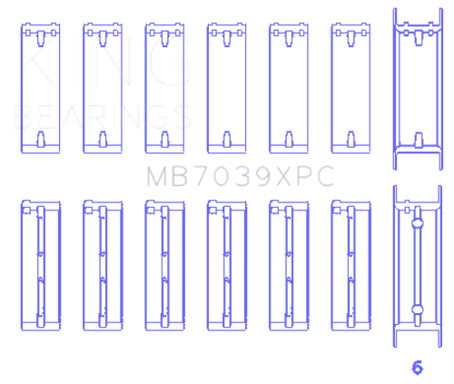 King BMW M20/M50 2.0L/2.5L/2.7L Crankshaft Main Bearings Set (Size .025) - 7 Pairs Coated