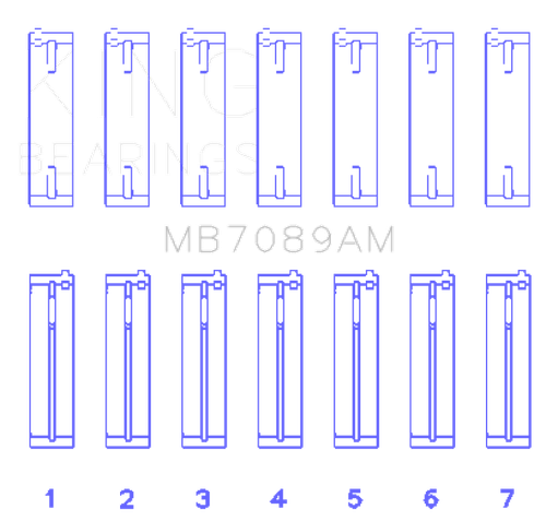 King Audi/Volkswagen ABV/AES/AUE Crankshaft Main Bearing Set (Set of 7) (Size +0.50mm)