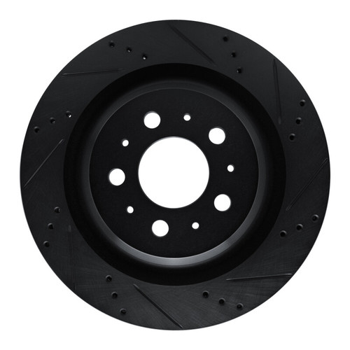 R1 2017-2025 Tesla Model 3 Rear Right Drilled & Slotted Black Brake Rotor