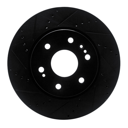 R1 2019-2026 Cadillac Escalade ESV Front Left Drilled & Slotted Black Brake Rotor
