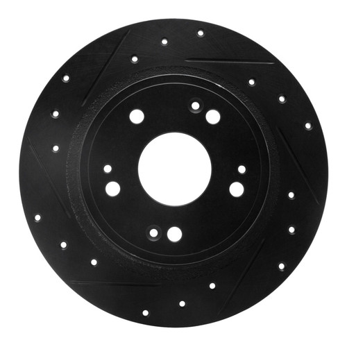 R1 05-17 Honda Accord Rear Left Drilled & Slotted Black Brake Rotor