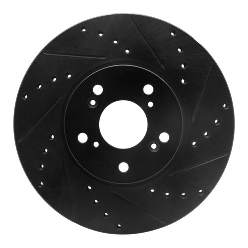R1 04-14 Acura TSX Front Right Drilled & Slotted Black Brake Rotor