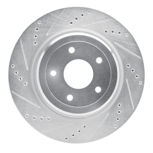 R1 2006-2013 Chevrolet Corvette Rear Left Drilled & Slotted Silver Brake Rotor