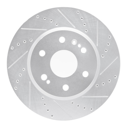R1 2019-2026 Cadillac Vistiq Front Right Drilled & Slotted Silver Brake Rotor