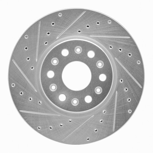 R1 2017-2025 Buick Enclave Front Left Drilled & Slotted Silver Brake Rotor