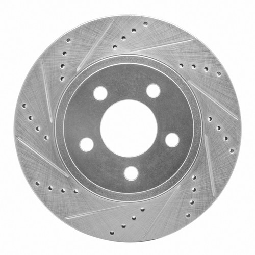 R1 2001-2011 Ford Explorer Sport Front Left Drilled & Slotted Silver Brake Rotor