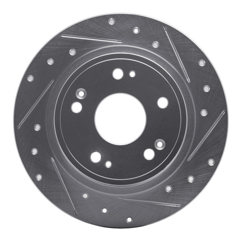 R1 05-17 Honda Accord Rear Right Drilled & Slotted Silver Brake Rotor