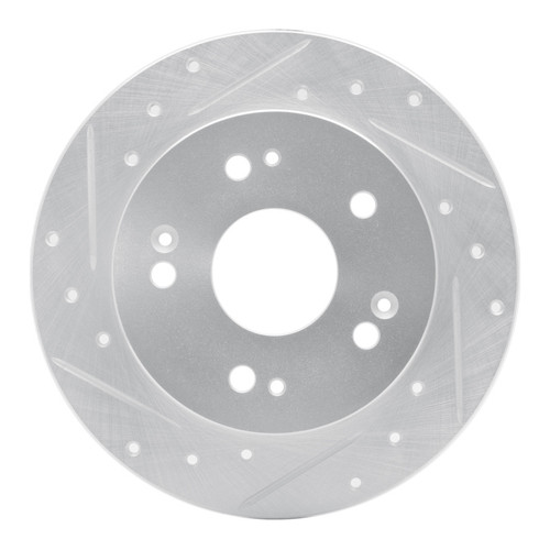 R1 06-15 Honda Civic Si Rear Left Drilled & Slotted Silver Brake Rotor