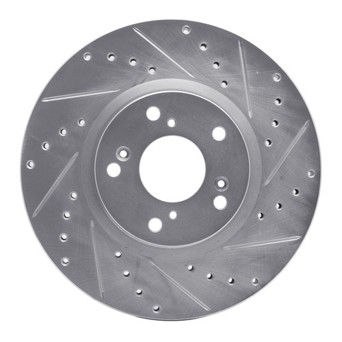 R1 06-15 Honda Civic Si Front Right Drilled & Slotted Silver Brake Rotor