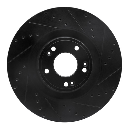 R1 11-17 Genesis G80 Front Right Drilled & Slotted Black Brake Rotor