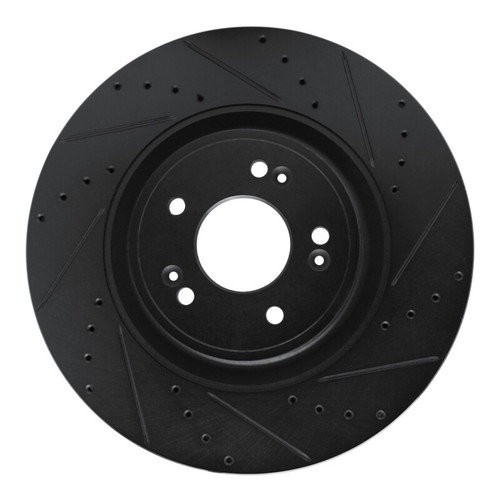 R1 18-20 Genesis G80 Front Right Drilled & Slotted Black Brake Rotor