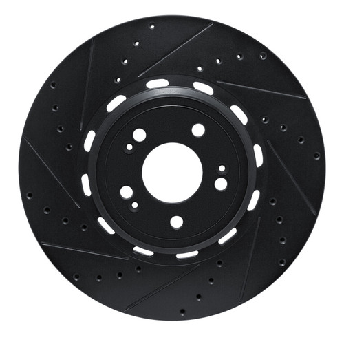 R1 21-26 Genesis Electrified GV70 Front Left Drilled & Slotted Black Brake Rotor