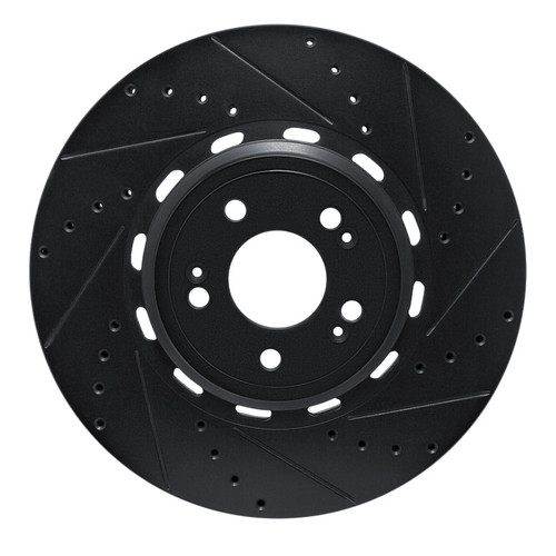 R1 21-26 Genesis GV70 Front Right Drilled & Slotted Black Brake Rotor