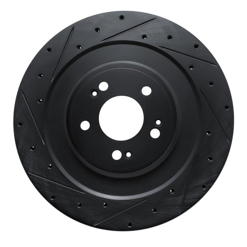 R1 21-26 Genesis Electrified GV70 Rear Left Drilled & Slotted Black Brake Rotor