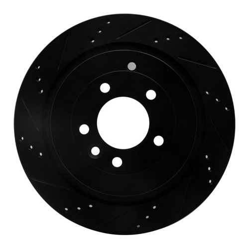 R1 05-16 Land Rover Discovery (Latin America) Rear Left Drilled & Slotted Black Brake Rotor