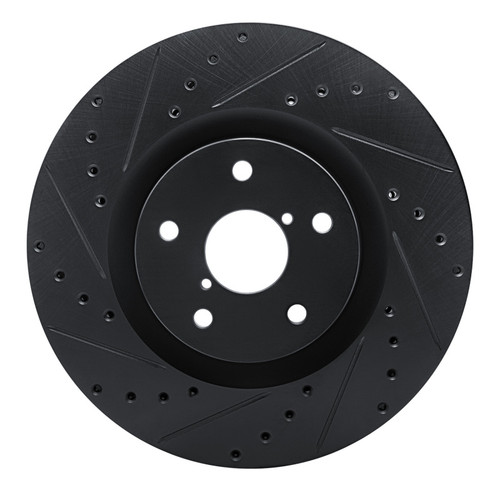 R1 -23 Subaru Ascent Front Left Drilled & Slotted Black Brake Rotor