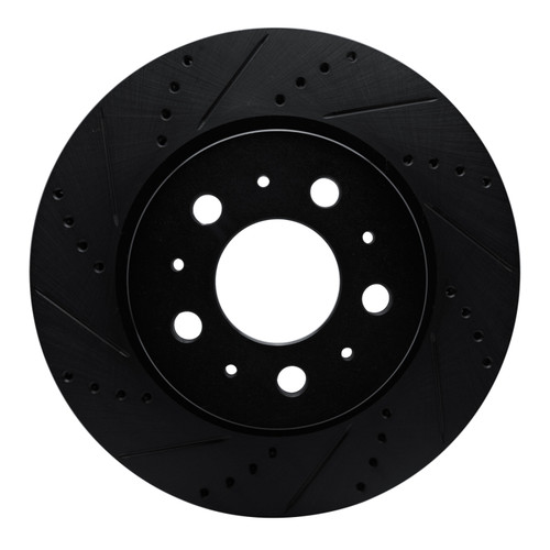 R1 17-25 Tesla Model 3 Front Left Drilled & Slotted Black Brake Rotor