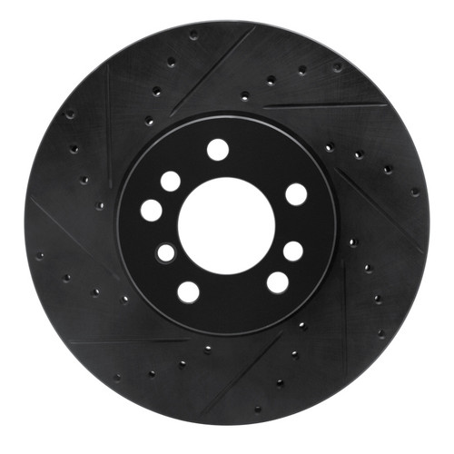 R1 00-06 BMW X5 Front Left Drilled & Slotted Black Brake Rotor
