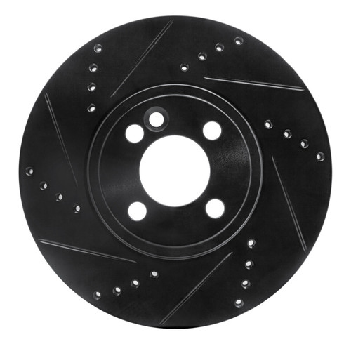 R1 07-15 Mini Cooper (Excl Clubman) Front Left Drilled & Slotted Black Brake Rotor