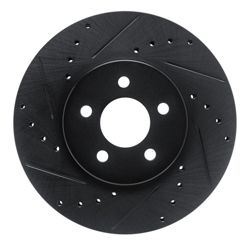 R1 89-95 Chrysler LeBaron Front Left Drilled & Slotted Black Brake Rotor