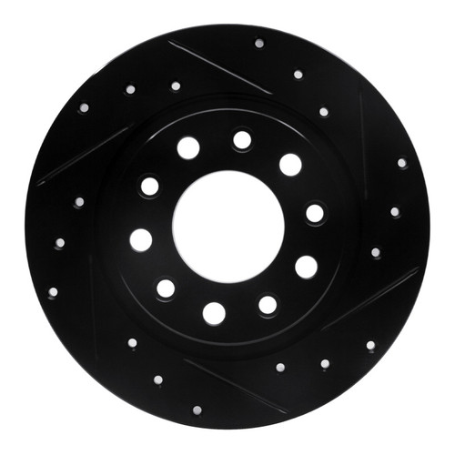 R1 13-16 Dodge Dart Rear Right Drilled & Slotted Black Brake Rotor