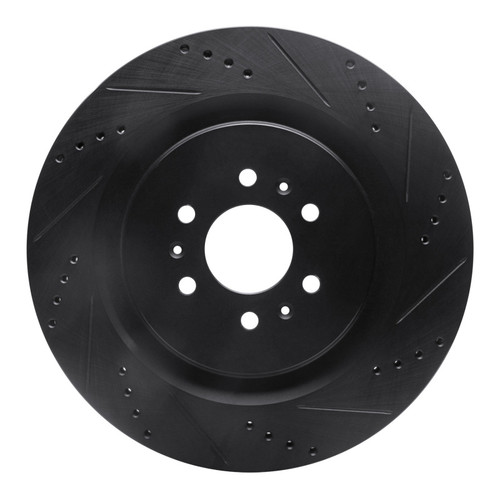 R1 04-11 Cadillac CTS Rear Right Drilled & Slotted Black Brake Rotor