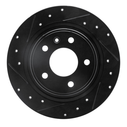 R1 11-19 Buick Verano Rear Left Drilled & Slotted Black Brake Rotor